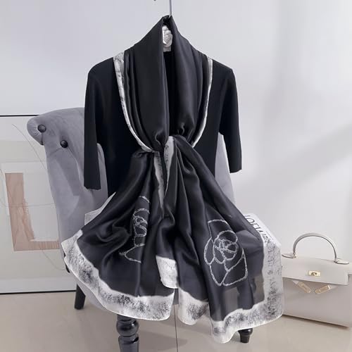 Image of MALINA Women's Polyester Silk Satin Stole Scarf - Soft Lightweight Fashion Wrap, Elegant Floral & Gradient Design, summer stole,Scarf For Women,Premium Stole,Large Size 180x90 cm'
