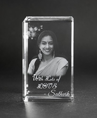 Laser Engraved 3D Photo Crystal | Birthday Gift for Wife for Wife...