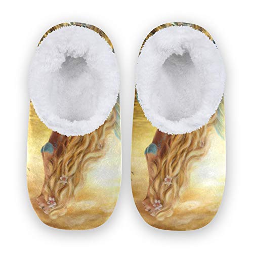 TropicalLife JNlover Fantasy Ocean Animal Mermaid - Pantuflas para casa con parte trasera...