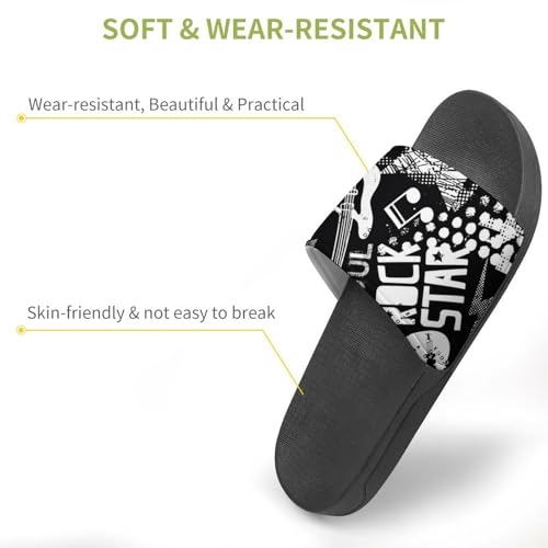 Grunge Rock Music with Guitar PVC Slippers Sandals for Women Men Open Toe Soft Cushioned Non-Slip Sandal for Indoor Outdoor3
