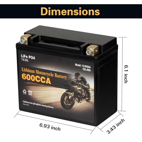 Image of Autocessking YTX20L-BS Lithium Motorcycle Battery, Group 20