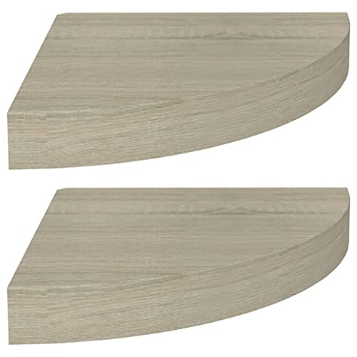 Nusgear Floating Corner Shelves 2 Pcs Oak 9.8"X9.8"X1.5" Mdf #TOP1