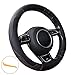 SFONIA Cubierta del Volante Fundas para Volante de Cuero del Microfibra Universal 37-38cm / 15" Antideslizante Transpirable Durable (Color Negro)