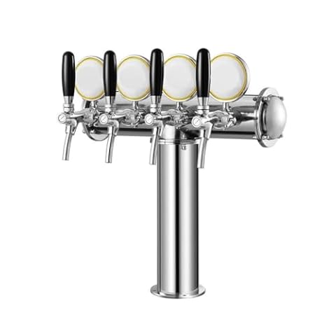 WYJRO Draft Beer T Tower, 4-otworowy dystrybutor piwa ze stali nierdzewnej, z etykietami LED na piwo, szybkie warzenie piwa lane, do hoteli i barów