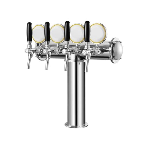 WYJRO Draft Beer T Tower, 4-otworowy dystrybutor piwa ze stali nierdzewnej, z etykietami LED na piwo, szybkie warzenie piwa lane, do hoteli i barów