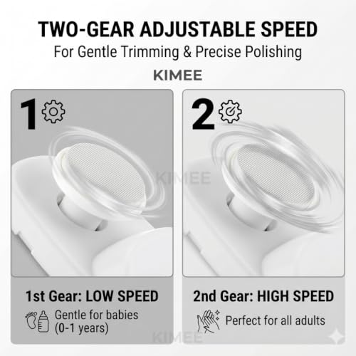 Image of KIMEE Electric Nail Clipper Automatic Nail Trimmer with LED Light, 2 Speed Rechargeable Nail File, 2-in-1 Safe Nail Cutter for Kids, Elderly, Adults & Caregivers Portable Manicure Tool