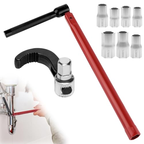 Clé écrou robinet 8-17 mm set réglable 13 mm pour lavabo rouge