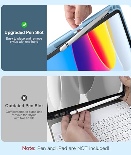 Image of Hamile for iPad 11th 10th Generation Case with Keyboard - 7 Colors Backlit Wireless Detachable Folio Keyboard Cover with Pencil Holder for iPad 11-inch A16 2025 10th Gen 10.9 Inch 2022 (Sky Blue)