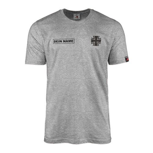 T-shirt gris Bundeswehr personnalisé en coton robuste Croix de fer
