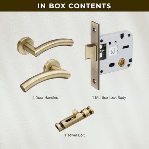 Image of LAPO Bathroom Lock Set | 45x45mm Lock Body | Brass Latch | Works with 30-50mm Door | Keyless Operation | Antique Finish | Left-Right Door Support | Easy Fit Setup | 3 Years Warranty | CMH-5T