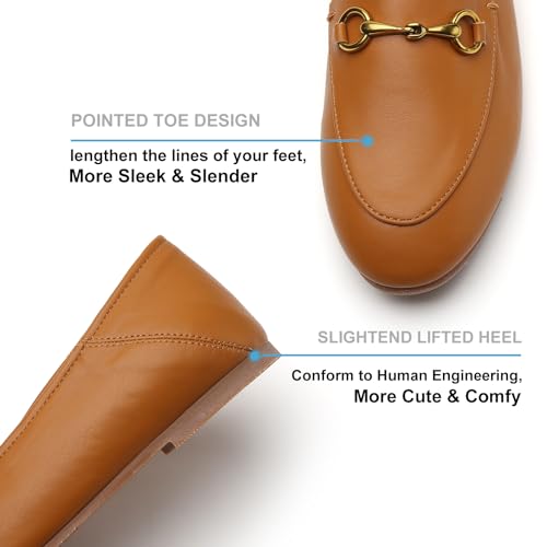 Womens Casual Buckle Loafers Work Flats Round Toe Business Backless Ballet Flats Metal Décor Driving Slip on3