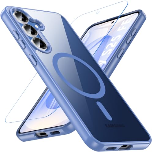 Coque magnétique Samsung S25 FE bleu clair avec verre trempé