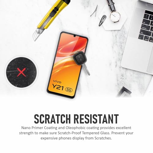 Image of SupCares Tempered Glass for Vivo Y11 5G, Vivo Y21 5G 2026 and Vivo Y05 4G (6.74 Inch) With Installation Kit | 9H Edge to Edge Screen Protector | Black