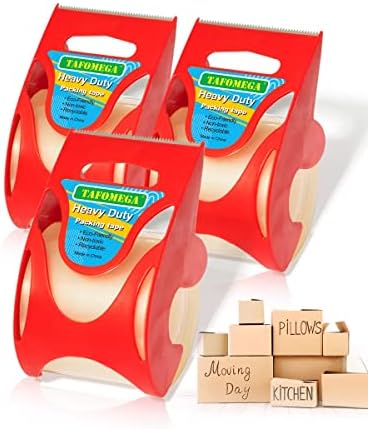 Clear Packing Tape-3 Packs Heavy Duty Packing Tape for Moving Boxes-Noiseless Moving Tape with Dispenser Strong Adhesive Packaging Tape Releases Smoothly Quietly-1.96 Inch X 27 Yards