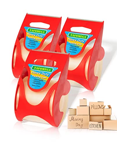 Clear Packing Tape-3 Packs Heavy Duty Packing Tape For Moving Boxes-Noiseless Moving Tape With Dispenser Strong Adhesive Packaging Tape Releases Smoothly Quietly-1.96 Inch X 27 Yards #TOP18