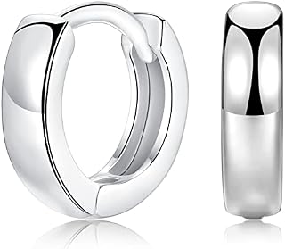 Silver Hoops Earrings for Women, Small Sterling Silver Hoop Earrings Cartilage Huggie Hypoallergenic Earrings for GirlUnisex Sleeper Hinged Hoop Earrings for Christmas Birthday Gift