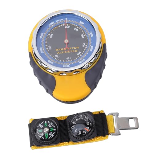 Fockety Multifunction Digital Altimeter, 4 in 1 Outdoor Instrument Hiking Thermometer Air Pressure Meter Portable Barometer for Hiking Outside