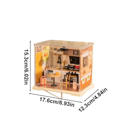 Kit de mini casa de café de madera para montar en estantería o escritorio 2