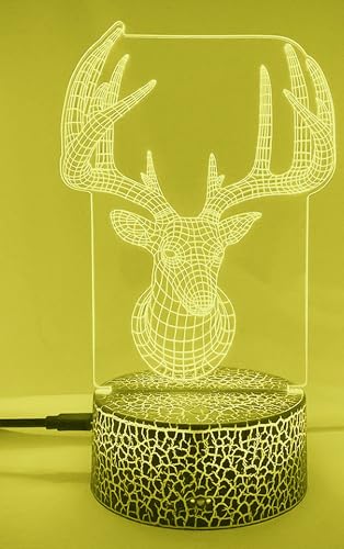 Lámpara de mesa ilusión 3D ciervo cambio 16 colores miniatura 3