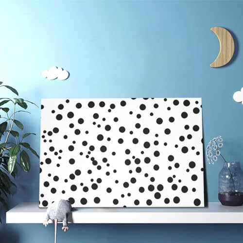 Toile à pois noirs et blancs RLDOBOFE, décoration murale de salon épurée