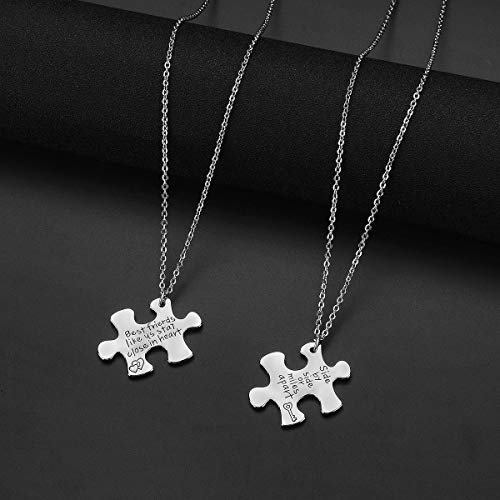 2PCS Friends Necklaces for 2 - Side by Side Or Miles Apart BFF Friendship Matching Puzzle Necklace Set Long Distance Friendship Gifts for Women4