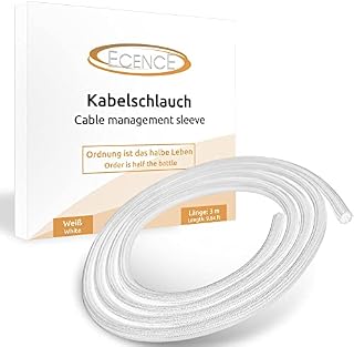 ECENCE 3m / 118inch Osłona na kable 13-20mm Samozamykająca się osłona na kable prowadnicę do kabli można przyciąć na wymiar do komputera kina domowego samochodu biura samoprzylepna tkana