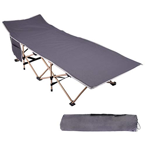 Camping Cot,Folding Camping Bed Camping Cots with Carrying Bag/Magazine Puch,Camping Beds for Adults Kids 270lbs Heavy Duty Cot for Camping,Napping,Guest (75IN-Without Mattress)