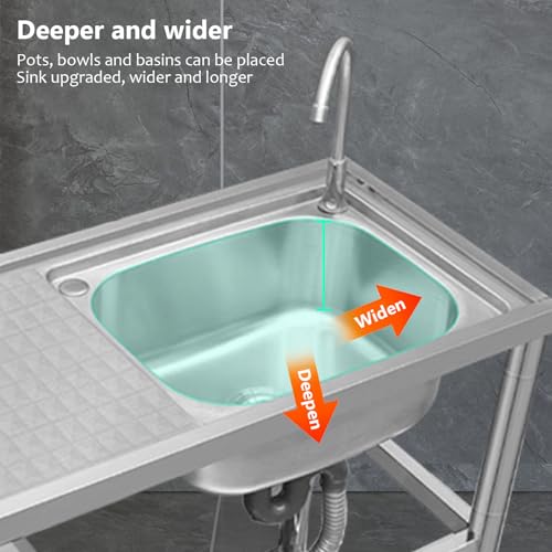 Ensemble d'évier extérieur de cuisine autoportant en acier inoxydable 35 pouces