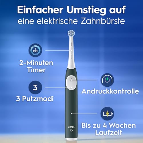 Oral-B iO Series 2 Elektrische Zahnbürste — Electric Toothbrush, Inkl. 1 Aufsteckbürste, Reise-Etui — 3 Putzmodi für Zahnpflege, GUT GETESTET (2,2) von STIFTUNG WARENTEST, Designed by Braun, Grün 4