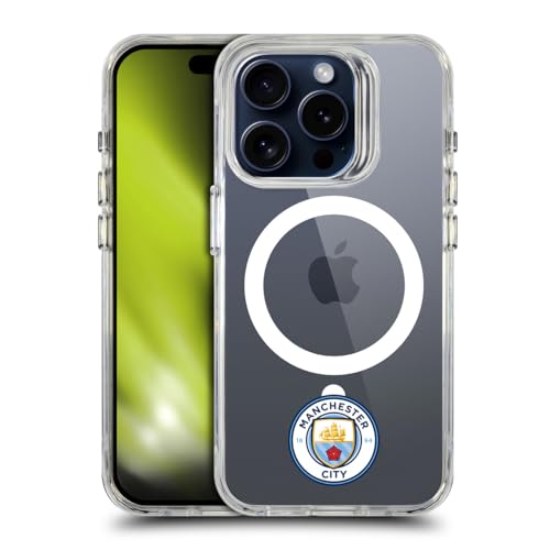 Coque iPhone 15 Pro Manchester City blason minimaliste, protection MagSafe haut de gamme