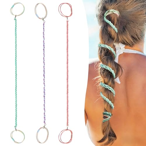 FVOLREM 3-Pack Colorful Elastic Spiral Hair Ties