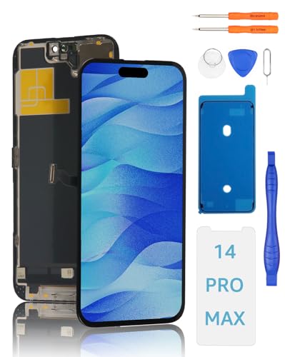 Yodoit für iPhone 14 Pro Max 6.7 Zoll LCD Display FHD Touch Bildschirm Digitizer mit Reparatur Kit Schutzfolie Kompatibel mit Modell A2651 A2893 A2896 A2895 A2894