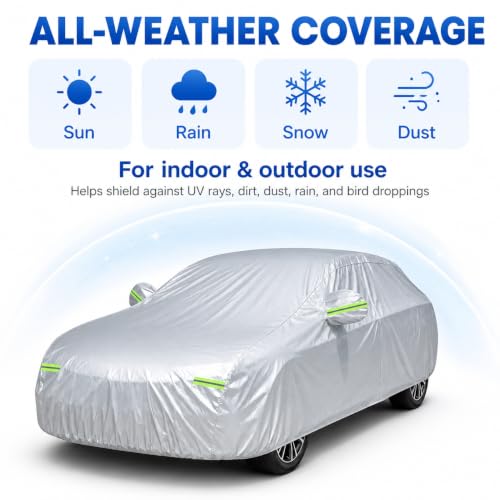 Image of GXARTS Car Cover 196 inchx78 inchx59 inch Waterproof All-Weather Sedan Cover Outdoor Indoor with Zipper Door & Windproof Straps | UV Snow Dust Protection Fit for Toyota Camry Honda Accord Kia K5 Altima
