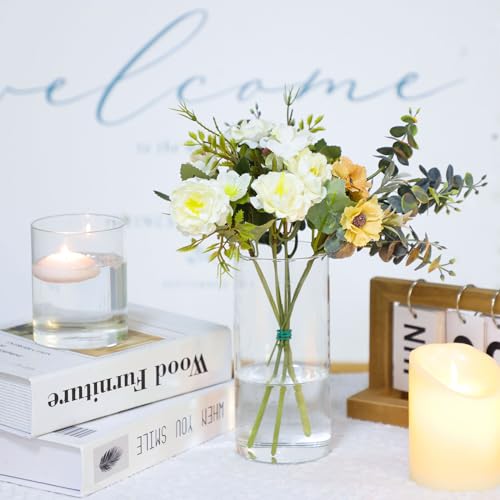 CEWOR 8pcs Glass Cylinder Vase 4, 7, 9, 12 Inch Tall Clear Vases for Wedding Glass Candle Holder for Centerpieces Flower Vase for Home Decor Party 4 Different Sizes - Image 6