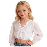 Generisch Modisches, einfarbiges, langes Layering-Top für Mädchen – Weiches Alltagsshirt für jeden Tag (White, 9-10 Years)
