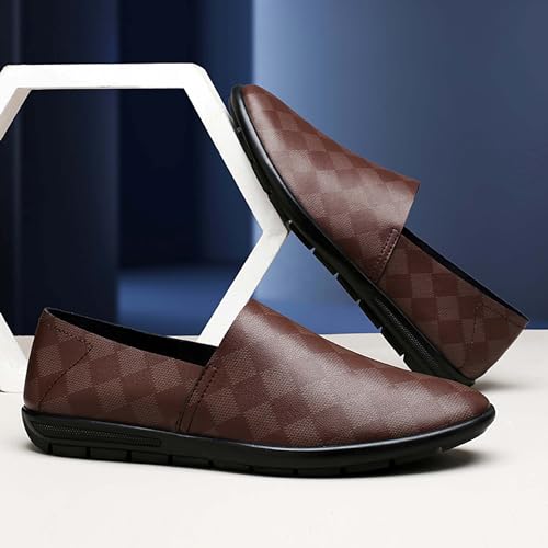 Men's Premium Leather Loafers Fashion Simple Square Flat Casual Shoes Lightweight Shoes Soft Wear-Resistant Non-Slip for Driving4