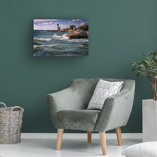 Wrapped Canvas Wall Art - Rick Berk 'Spring Afternoon at Annisquam Lighthouse' Wall Art for Living Room, Bedroom, or Office Décor - 16x24 by Trademark Fine Art - Used condition - Image 4