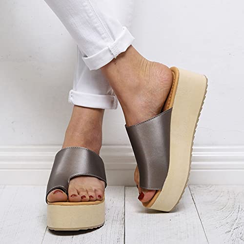 Briskorry Casual damessandalen voor de zomer, sleehak, plateau, sleehak, comfortabel, linnen pantoffels - Image 4