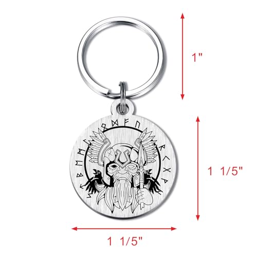 Image of Alotozo Norse Viking Keychain for Men Women - Compass, Tree of Life, Wolf, Odin, Ravens Mythology Gift for Birthday Christmas