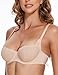 Wingslove Women's Sexy Lace Bra Mesh Balconette See Through Bralette Half Cup Sheer Bras Unlined Underwire Suppport (Nude,34B)