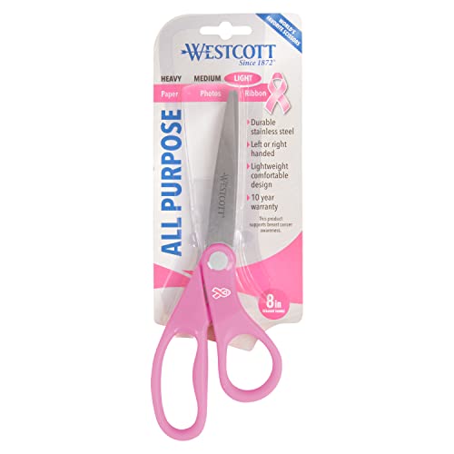 Westcott 15387 8-Inch Pink Ribbon Stainless Steel Scissors For Office And Home #TOP4