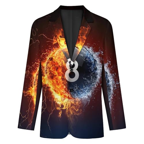Billiard Ball On Fire And Water Men's Suits Business Formal Suit Dress Print Jackets Casual Wedding Party Coat4