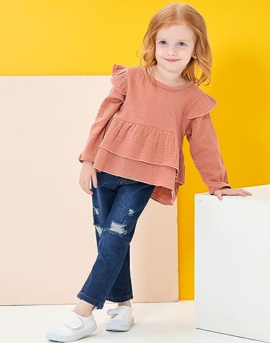 Image of Baby Girl Clothes Toddler Girls Winter Outfits Infant Clothing Ruffle Top Denim Pants Jeans Cute Fall Outfit Set