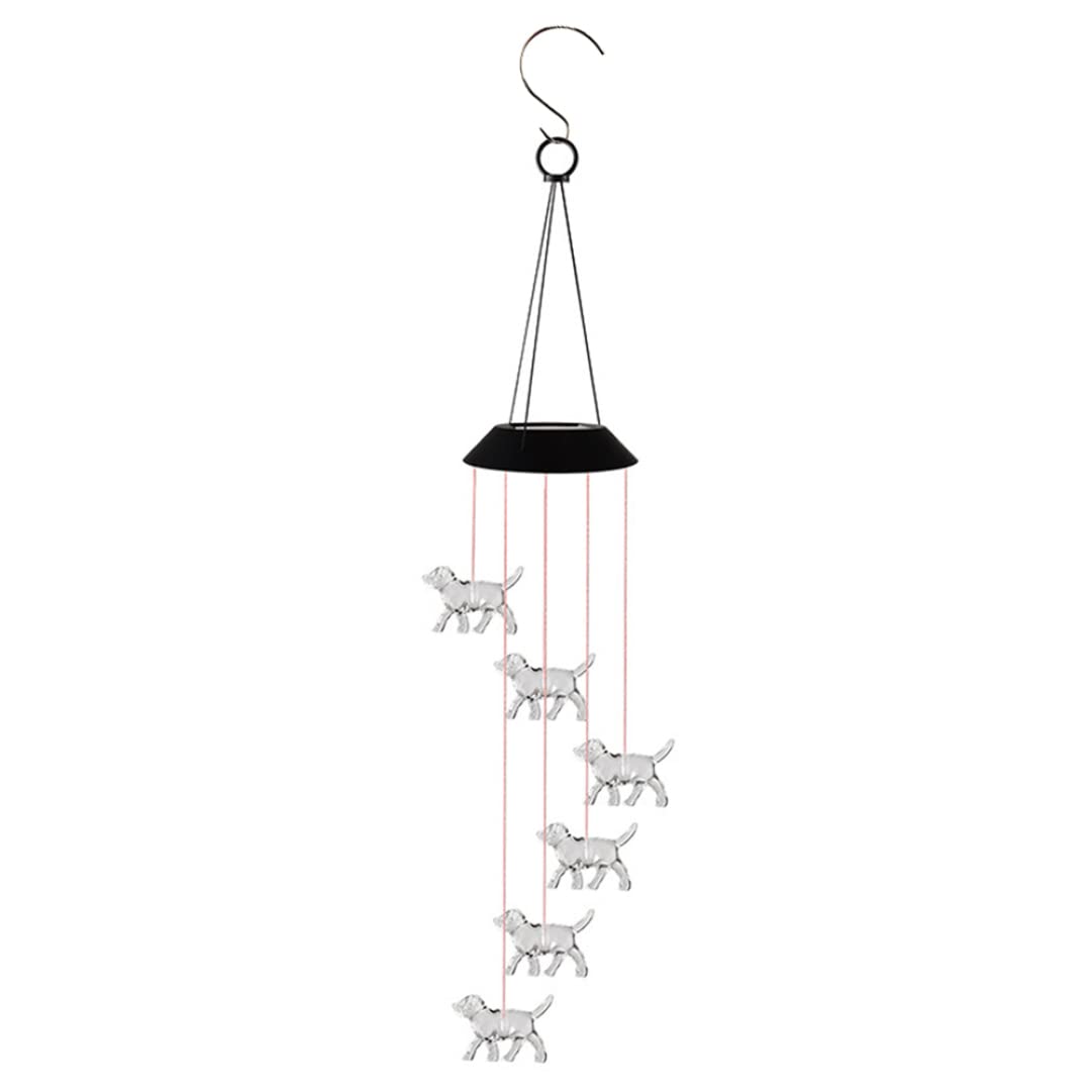Solar Wind Chimes Decor Solar Wind Chimes Light Color Changing Dog Hanging LED Windbell Lamp for Garden