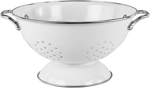Miniatura 17 de Reston Lloyd, Cesta coladora de cocina de acero con recubrimiento en polvo de 1 cuarto de galón para drenar pasta, verduras y frutas, asas cromadas