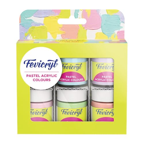Fevicryl Multi Surface Pastel Acrylic Colours Kit 6 Shades X 15Ml | Ideal For Wood Glass Canvas Metal Plastic Mould It | For Hobbyists Artists Diy Art And Craft