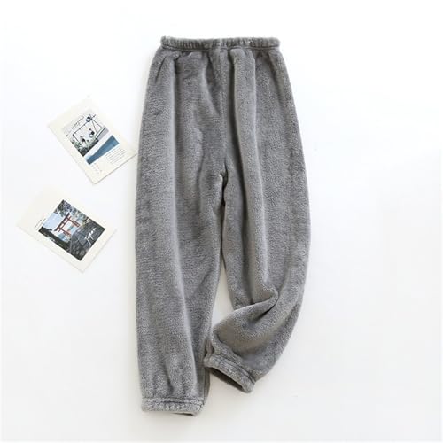 Toddler Kids Warm Fuzzy Fleece 𝗟ounge Pants Flannel Plush Bottoms with Pockets Solid Thick 𝗛ome𝚠ear Trousers3
