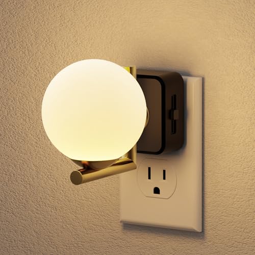 Image of JandCase LED Night Light, 3000K Warm Night Lights Plug into Wall, 0-100LM Dimmable Night Lights with Dusk to Dawn Light Sensor, Plug in Nightlights for Bathroom, Bedroom, Hallway