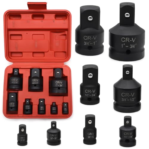 YDHfdc 8 Pezzi Adattatore Chiave a Cricchetto 1/4 3/8 1/2 3/4 Adattatore per Bussola di Impatto Riduttori per Bussola per Chiave Dinamometrica, Cricchetto, Trapano
