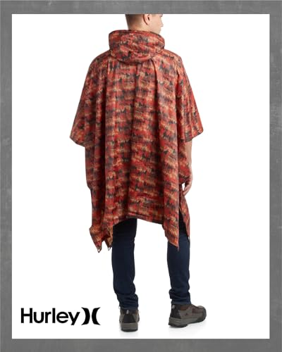 Hurley Glitch Camo Orange Waterproof Rain Poncho for Adults - Lightweight & Packable - Image 7